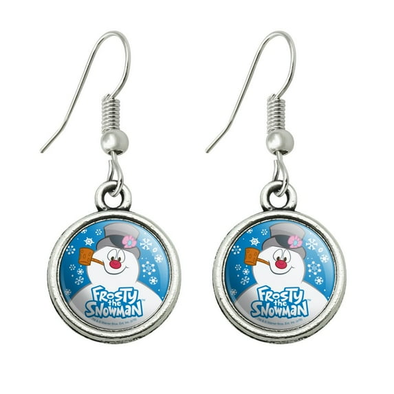Frosty the Snowman Snowing Novelty Dangling Drop Charm Earrings