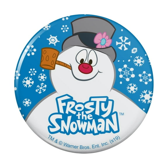 Frosty the Snowman Snowing Pinback Button Pin