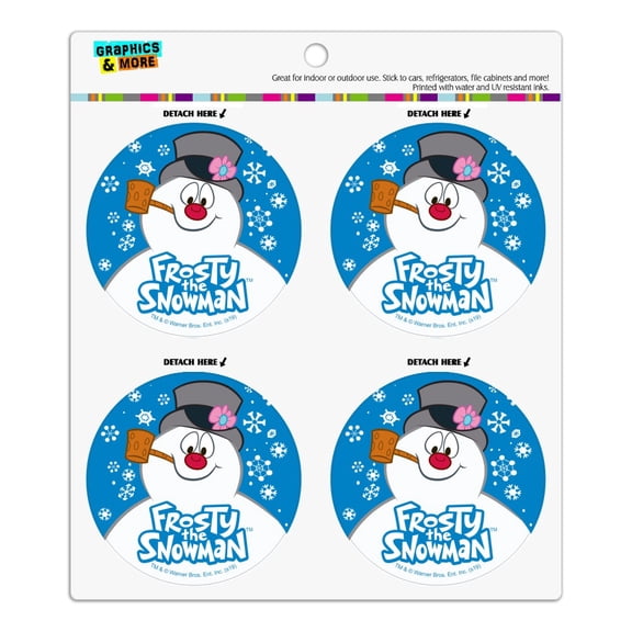 Frosty the Snowman Snowing Refrigerator Fridge Locker Vinyl Circle Magnet Set