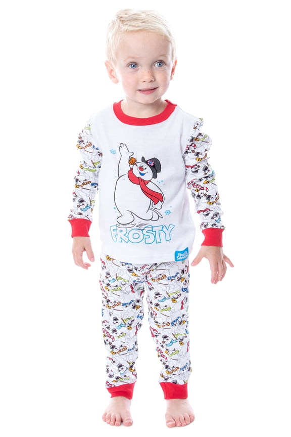 Frosty the Snowman Toddler Kids Christmas Holiday Cotton 2PC Tight-Fit Pajama Set Loungewear Sleepwear for Boys Girls