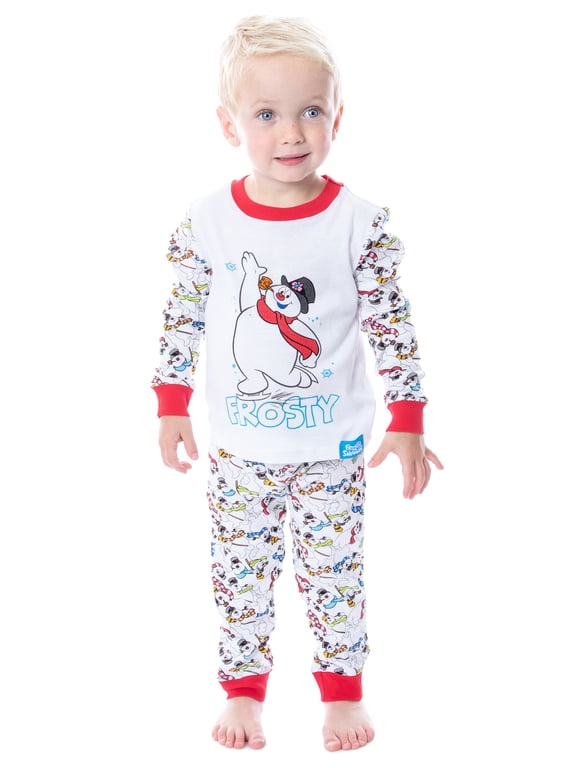 Frosty the Snowman Toddler Kids Christmas Holiday Cotton 2PC Tight-Fit Pajama Set Loungewear Sleepwear for Boys Girls