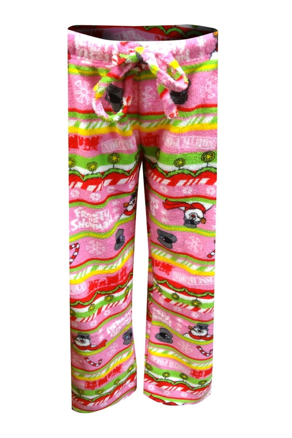 Womens Frosty The Snowman Pink Plush Junior Cut Lounge Pant (Large)