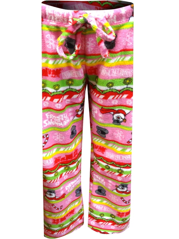 Womens Frosty The Snowman Pink Plush Junior Cut Lounge Pant