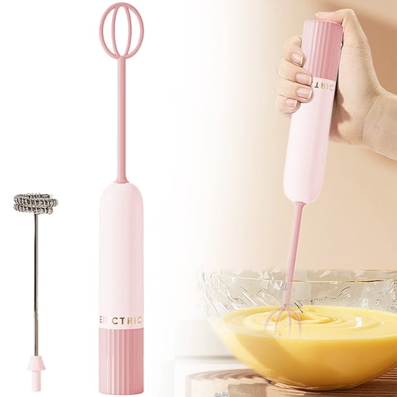 Frother Handheld Whisk With 2 Heads Detachable Drink Mixer For Coffee Tea Egg Beverage Frothing Home Cafe