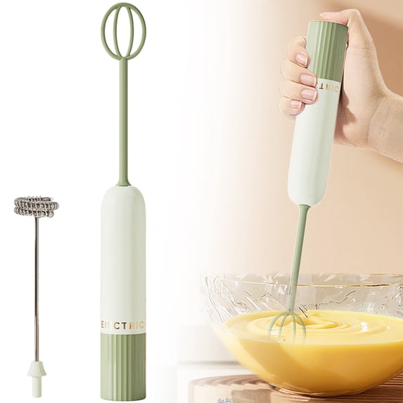 Frother Handheld Whisk With 2 Heads Detachable Drink Mixer For Coffee Tea Egg Beverage Frothing Home Cafe