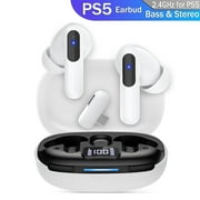 Froura 2.4GHz True Wireless Gaming Earbuds for PS5/PS4, Meta Quest 3/2, Bluetooth 5.3 Headphones Bass Stereo, PS5 Headset with Noise Cancelling Mic, LED, 36H Playtime for VR, Switch, PC, Phone, White