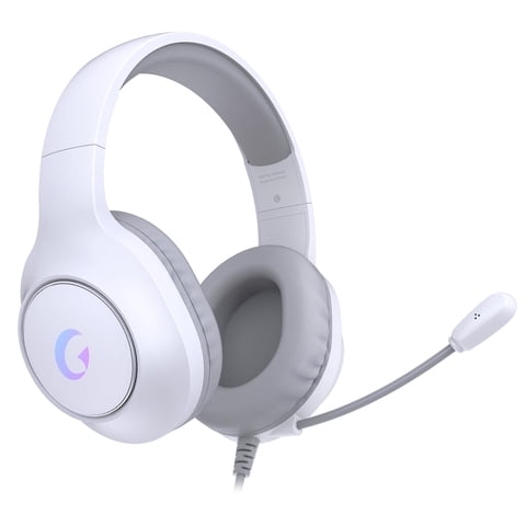 Froura Gaming Headset for Xbox Series X/S, Xbox One, PC, PS5, PS4, Switch, PS5 Headset with Mic, Wired Over-Ear Gaming Headphones with LED Light&Bass Surround,White