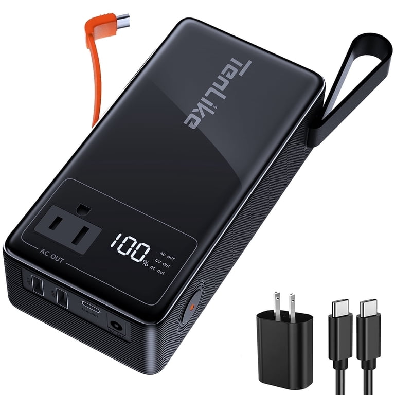 Froura 27000mAh Portable Power Station, 99.9Wh Portable Power Bank with AC  Outlet, 110V 80W Rated 120W Peak, In/Out 60W Type-C Large Lithium Battery  for Laptop, Home Backup Outdoor Emergency, Black - Walmart.com