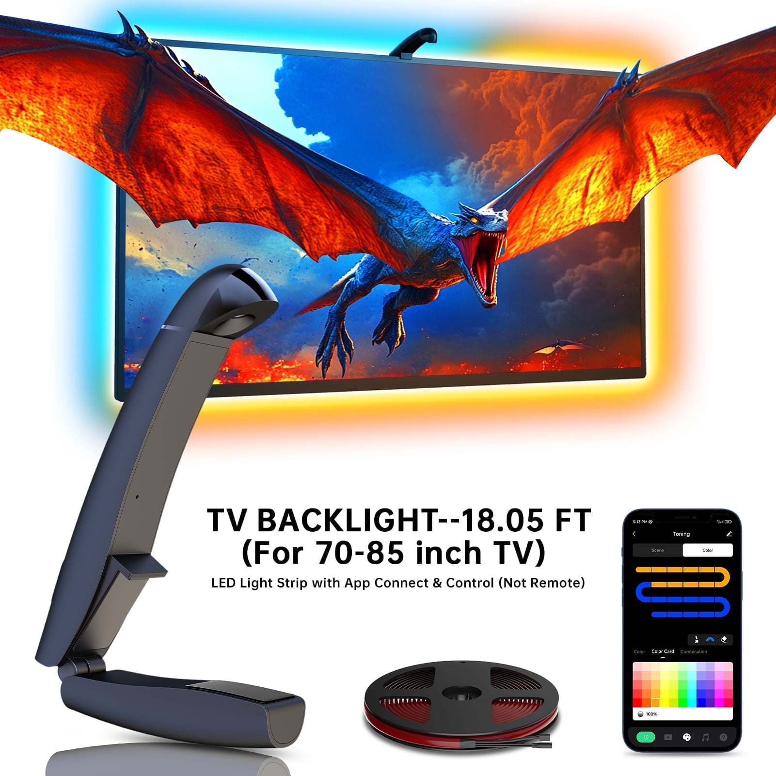 Froura TV LED Backlight,14.76Ft Cuttable Rgb LED Strip for 55-65