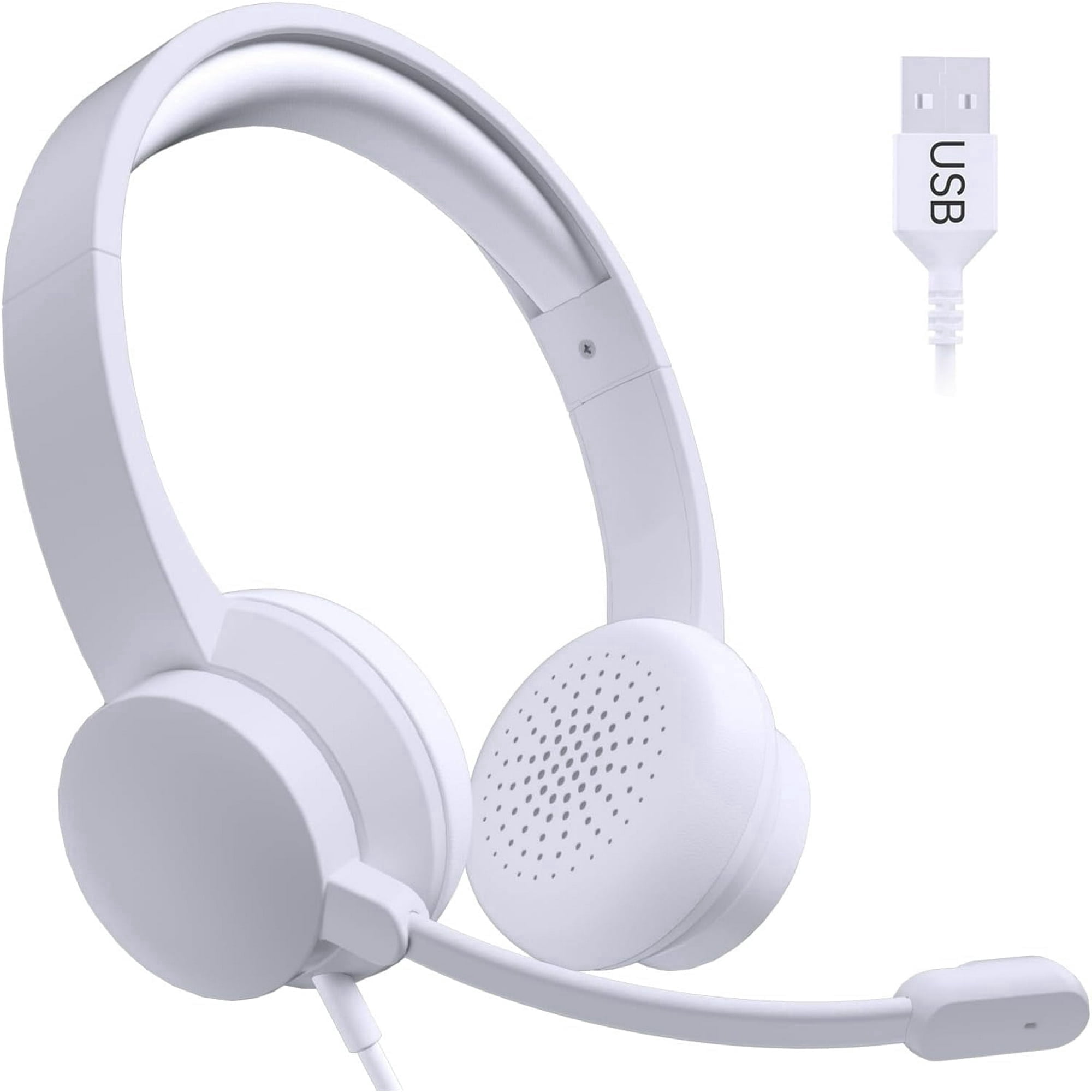 Froura Wired Headset with Microphone for Work Noise Cancelling for Computer, Laptop, Phone, White