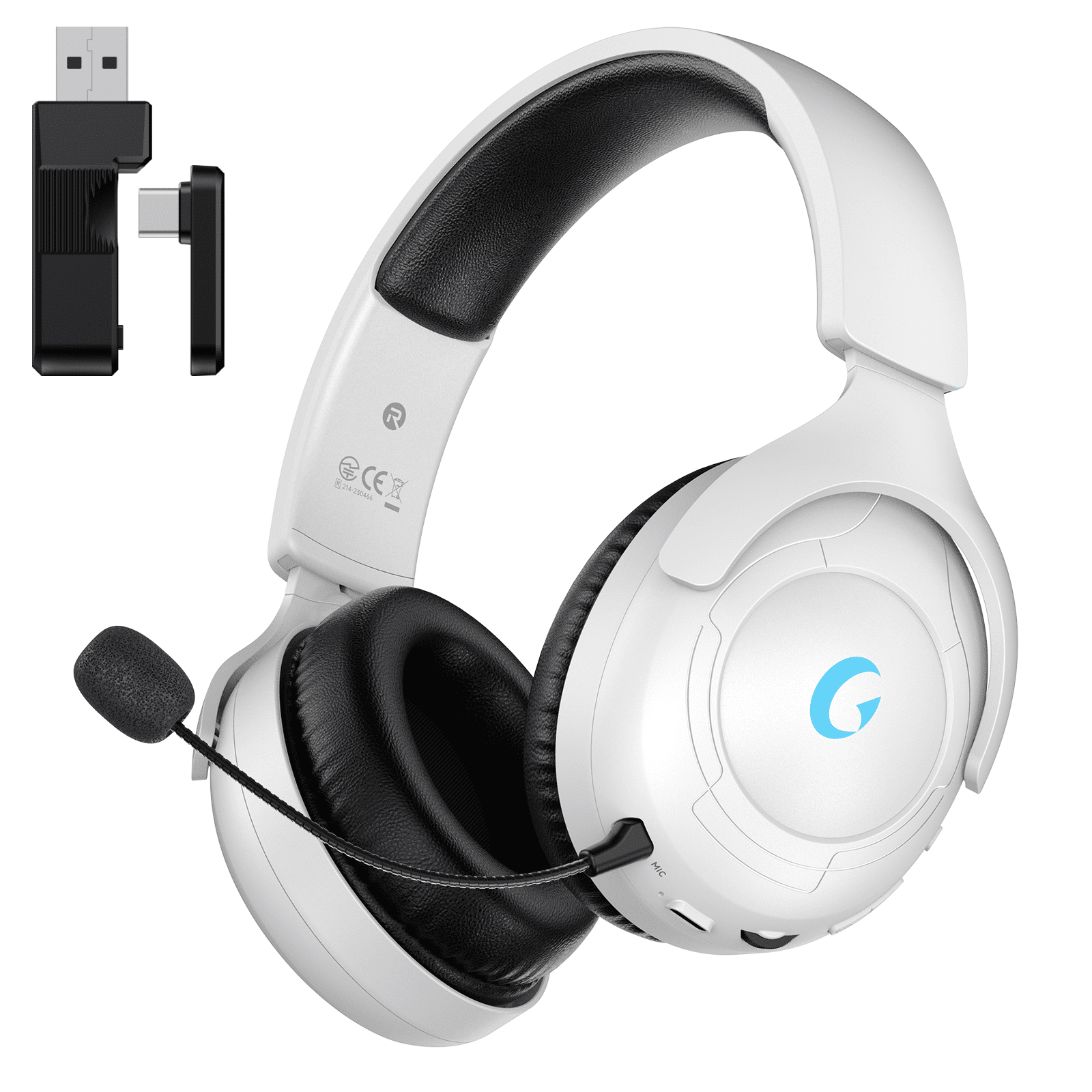 Froura Wireless Gaming Headsets for PS5 PC Switch PC with Bluetooth 5.2, 2.4 GHz USB Gaming Headphones with Detachable Noise Canceling Mic, 40H, 3.5mm Wired for Xbox Series,White
