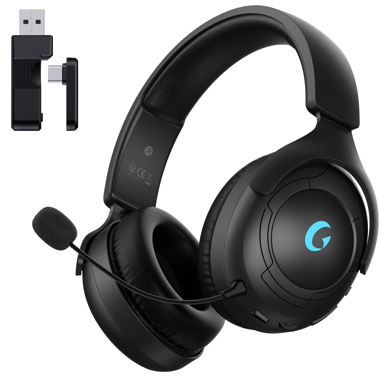 Froura Wireless Gaming Headsets for PS5 PC Switch PC with Bluetooth 5.2, 2.4 GHz USB Gaming Headphones with Detachable Noise Canceling Mic, 40H, 3.5mm Wired for Xbox Series,Black
