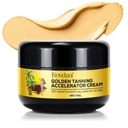 Frovetani Golden Tan Accelerator Cream, Tanning Gel with 100% Natural Carrot Oil, Fast Absorbing, 3.5 oz