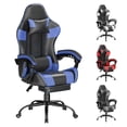 thumbnail image 1 of Frovlni Ergonomic Gaming Chair with Footrest for Adults, Height Adjustable High Back Reclining PU Leather Office Chair with Headrest and Lumbar Support, Black & Blue, 1 of 10