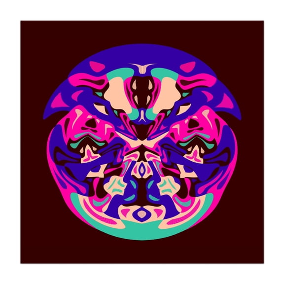 Frown Clown - Digital Art Psychedelic Surrealism Abstract Modern Art Geometric Pattern Pop Art Unframed Wall Art Print 24 x 24 inches