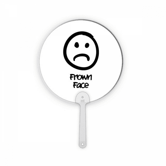 Frown Sad Cute Chat Face Cartoon Plastic Round Handheld Fan Decorations Craft