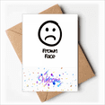 thumbnail image 1 of Frown Sad Cute Chat Face Cartoon Welcome Back Greeting Cards Envelopes Blank, 1 of 4