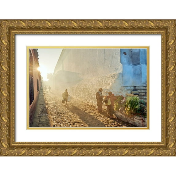 Froyda, Martin 14x11 Gold Ornate Wood Framed with Double Matting Museum Art Print Titled - Morning In City Chichicastenango, Guatemala