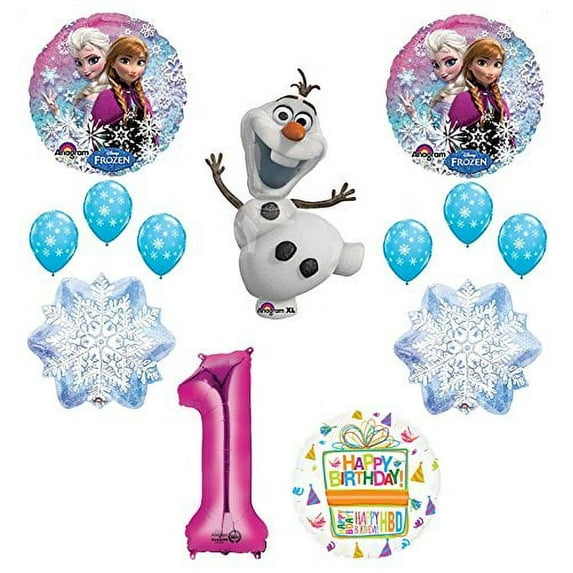 Frozen 1st Birthday Party Supplies Olaf, Elsa and Anna Balloon Bouquet Decorations Pink #1