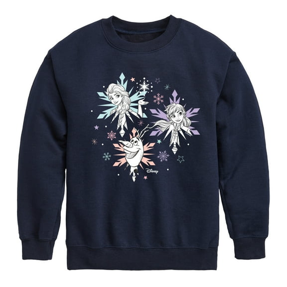 Frozen 2 - Anna Elsa Olaf Snow - Toddler And Youth Crewneck Fleece Sweatshirt