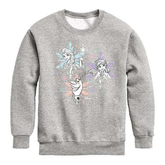 Frozen 2 - Anna Elsa Olaf Snow - Toddler And Youth Crewneck Fleece Sweatshirt