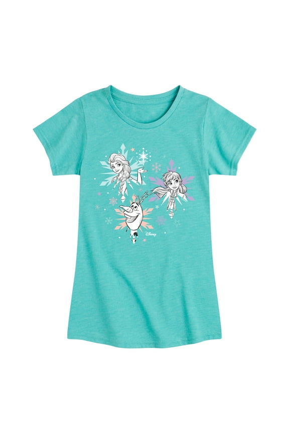 - Anna Elsa Olaf Snow - Toddler And Youth Girls Short Sleeve Graphic T-Shirt
