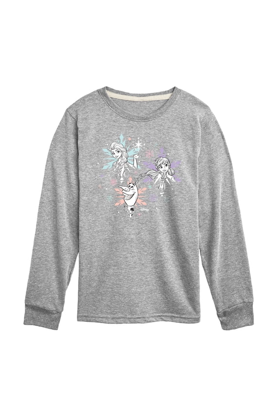 - Anna Elsa Olaf Snow - Toddler And Youth Long Sleeve Graphic T-Shirt