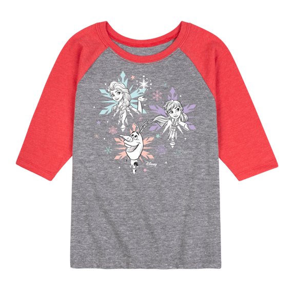 Frozen 2 - Anna Elsa Olaf Snow - Toddler And Youth Raglan Graphic T-Shirt