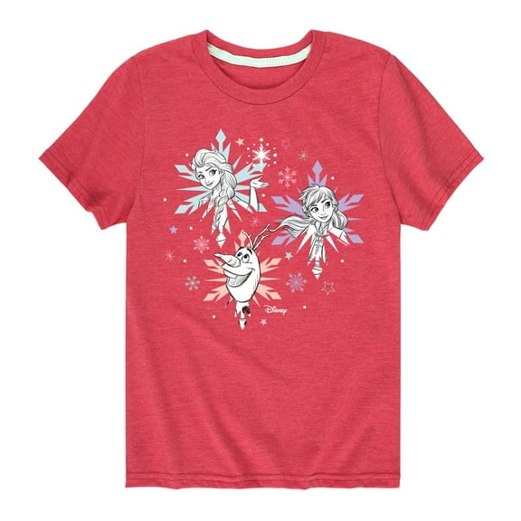 Frozen 2 - Anna Elsa Olaf Snow - Toddler And Youth Short Sleeve Graphic T-Shirt