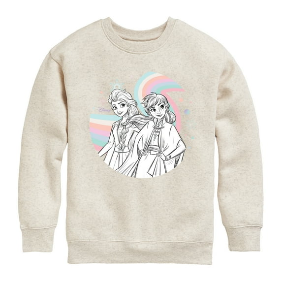 Frozen 2 - Anna Elsa Rainbow - Toddler And Youth Crewneck Fleece Sweatshirt