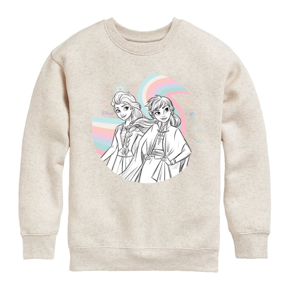 Frozen 2 - Anna Elsa Rainbow - Toddler And Youth Crewneck Fleece Sweatshirt