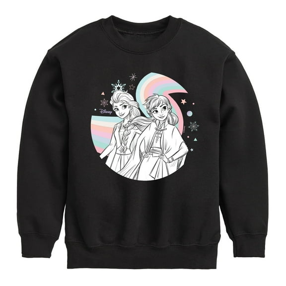 Frozen 2 - Anna Elsa Rainbow - Toddler And Youth Crewneck Fleece Sweatshirt