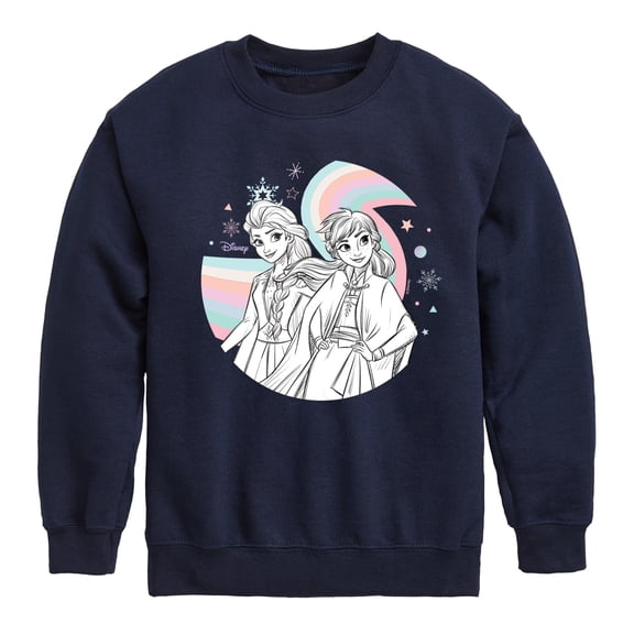 Frozen 2 - Anna Elsa Rainbow - Toddler And Youth Crewneck Fleece Sweatshirt
