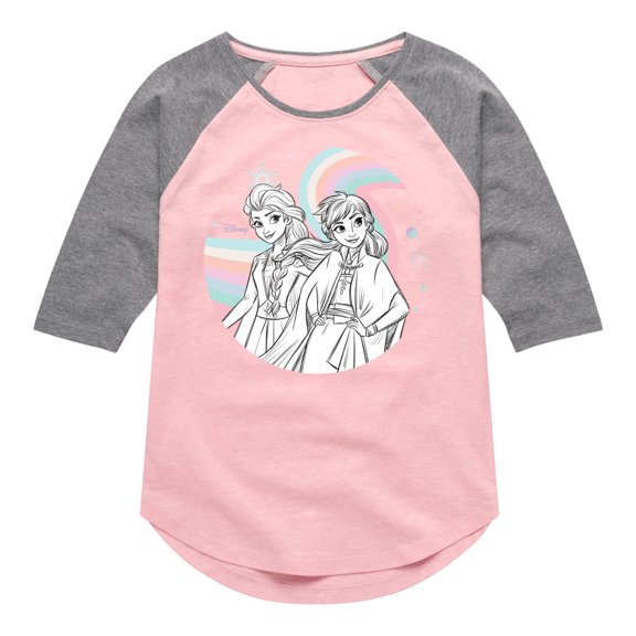 Frozen 2 - Anna Elsa Rainbow - Toddler And Youth Girls Raglan Graphic T-Shirt