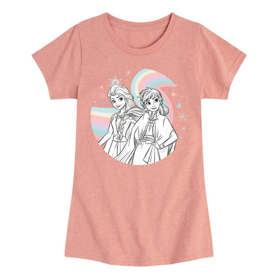 Frozen 2 - Anna Elsa Rainbow - Toddler And Youth Girls Short Sleeve Graphic T-Shirt