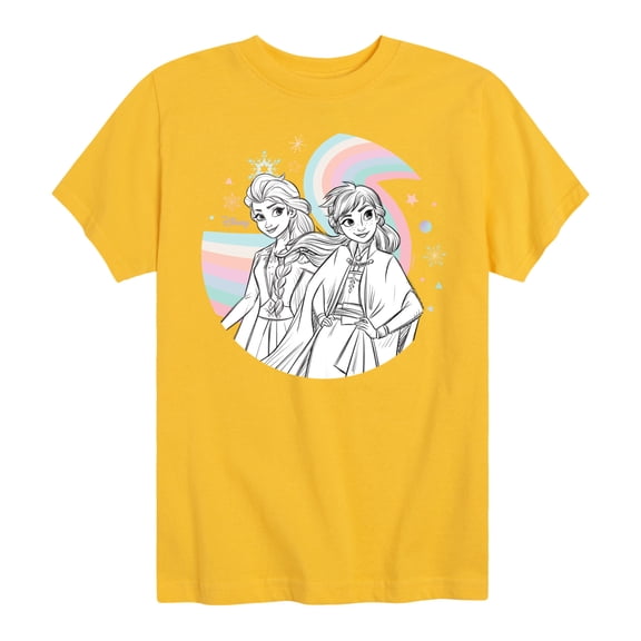 Frozen 2 - Anna Elsa Rainbow - Toddler And Youth Short Sleeve Graphic T-Shirt