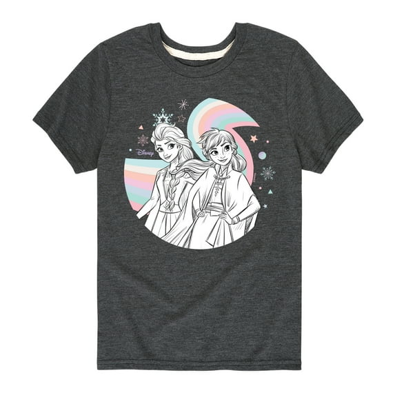 Frozen 2 - Anna Elsa Rainbow - Toddler And Youth Short Sleeve Graphic T-Shirt