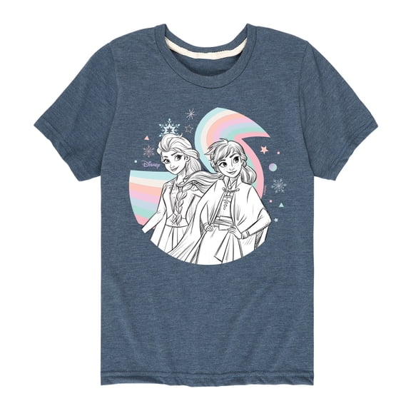 Frozen 2 - Anna Elsa Rainbow - Toddler And Youth Short Sleeve Graphic T-Shirt