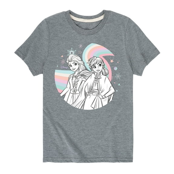 Frozen 2 - Anna Elsa Rainbow - Toddler And Youth Short Sleeve Graphic T-Shirt