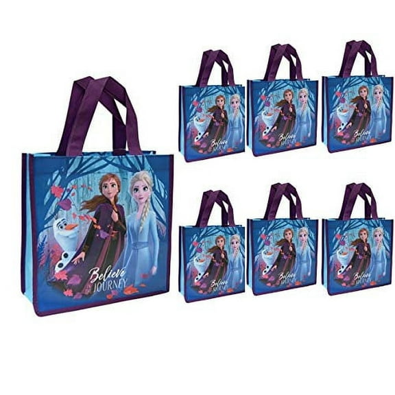 Frozen 2 Believe in The Journey 6 Pack Reusable 10 Inch Tote Bags Party Favor Goodie Treat Bags