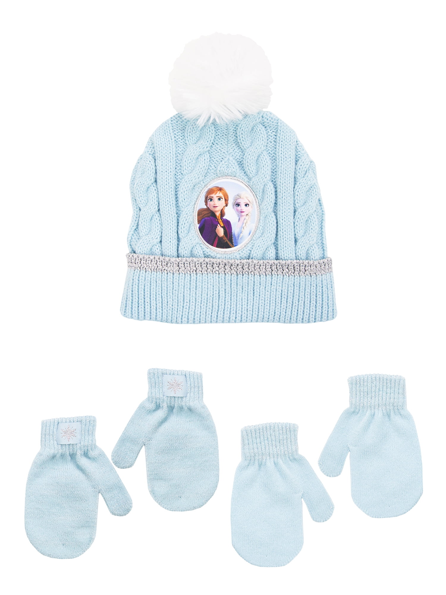 Frozen 2 Brand Toddler Girls Beanie Hat and Mitten Set, 3Piece, Blue