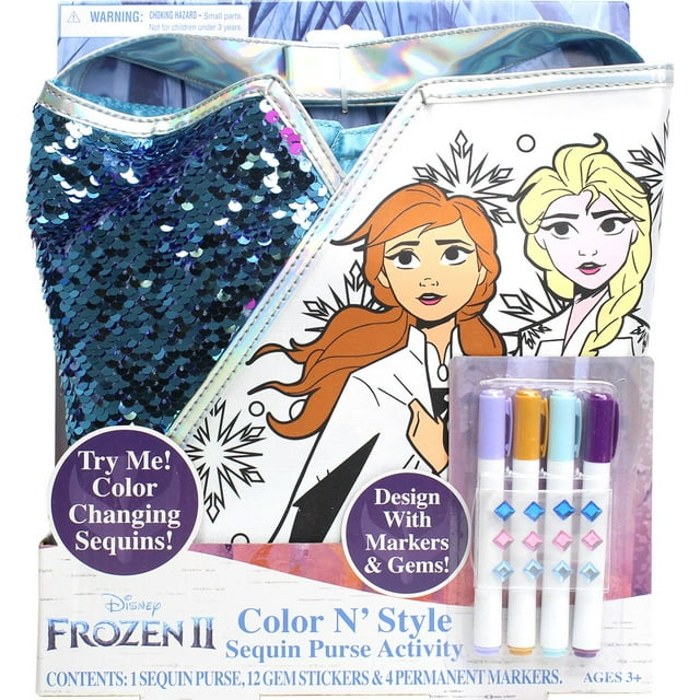 Frozen 2 Color N Style Purse W/ Gem Stickers & Permanent Markers ...