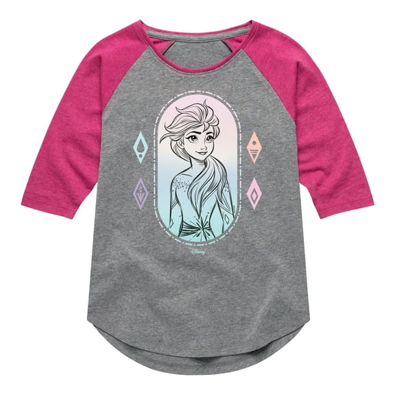 Frozen 2 - Elsa Portrait - Toddler And Youth Girls Raglan Graphic T-Shirt