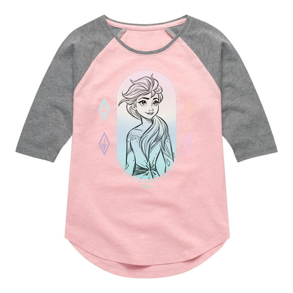 Frozen 2 - Elsa Portrait - Toddler And Youth Girls Raglan Graphic T-Shirt