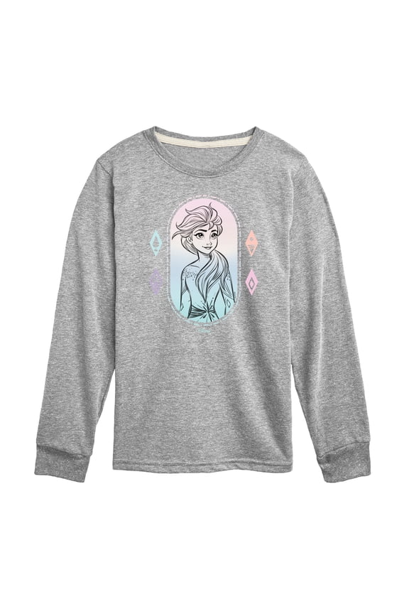 - Elsa Portrait - Toddler And Youth Long Sleeve Graphic T-Shirt