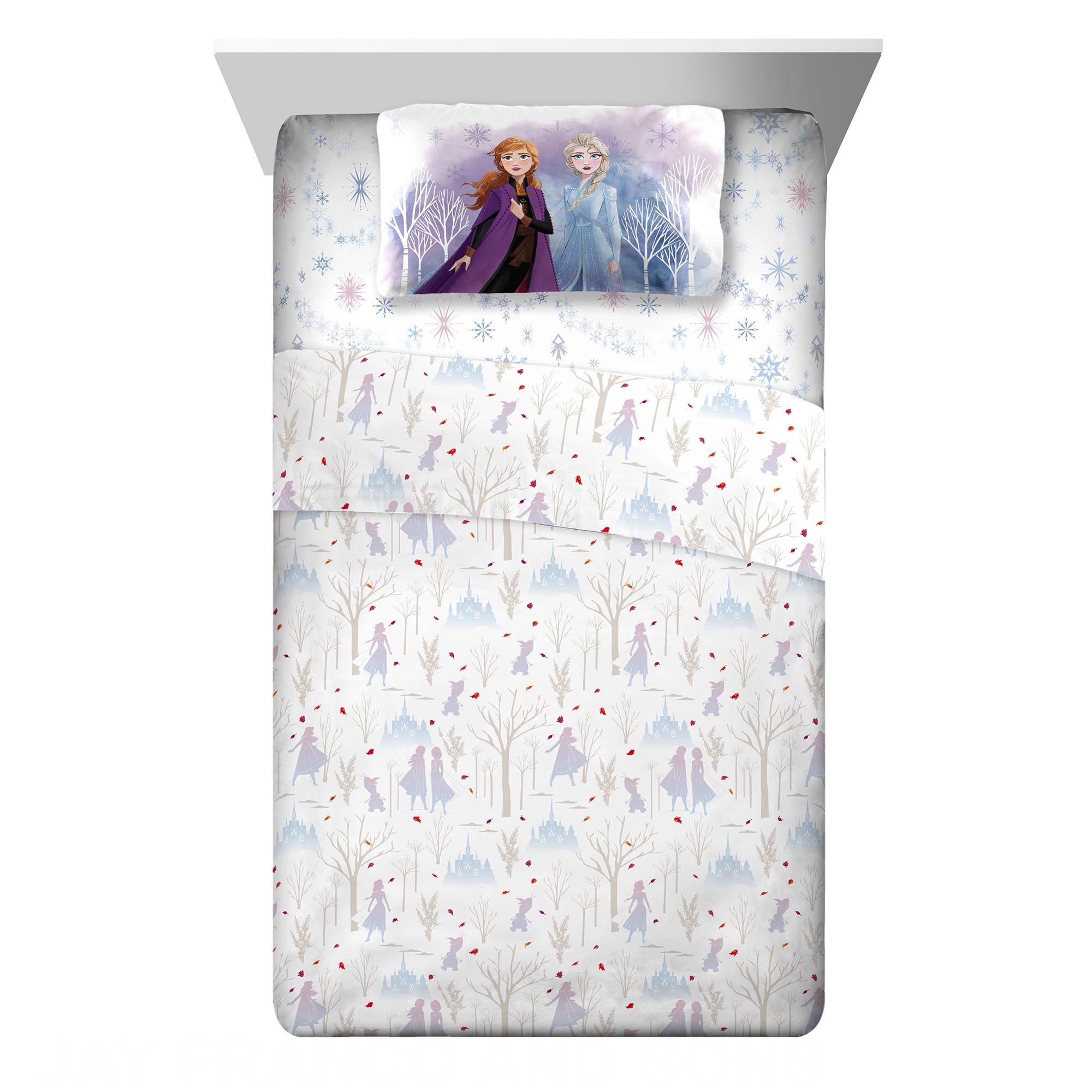 Frozen 2 Elsa and Anna Kids Full Sheet Set, White and Purple - Walmart.com