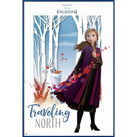 Frozen 2 - Framed Movie Poster (Anna- Traveling North) (Size: 24" X 36") (Metallic Blue Plastic Frame)