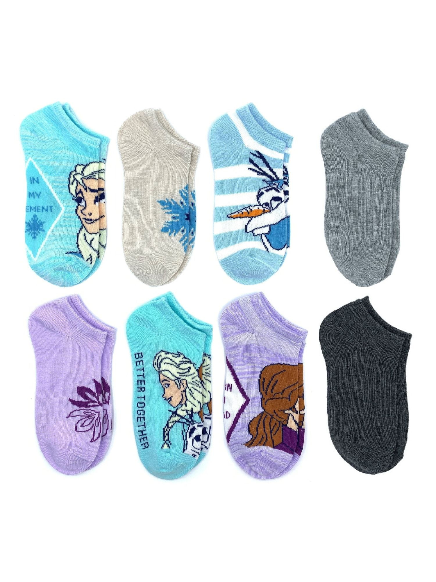 Frozen 2, Girls 6+2 Bonus No-Show Socks, 8-Pack, Sizes S-L - Walmart.com