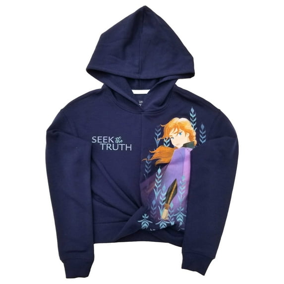 Frozen 2 Girls Anna Seek The Truth Navy Blue Sweatshirt w/ Hood Hoodie X-Large