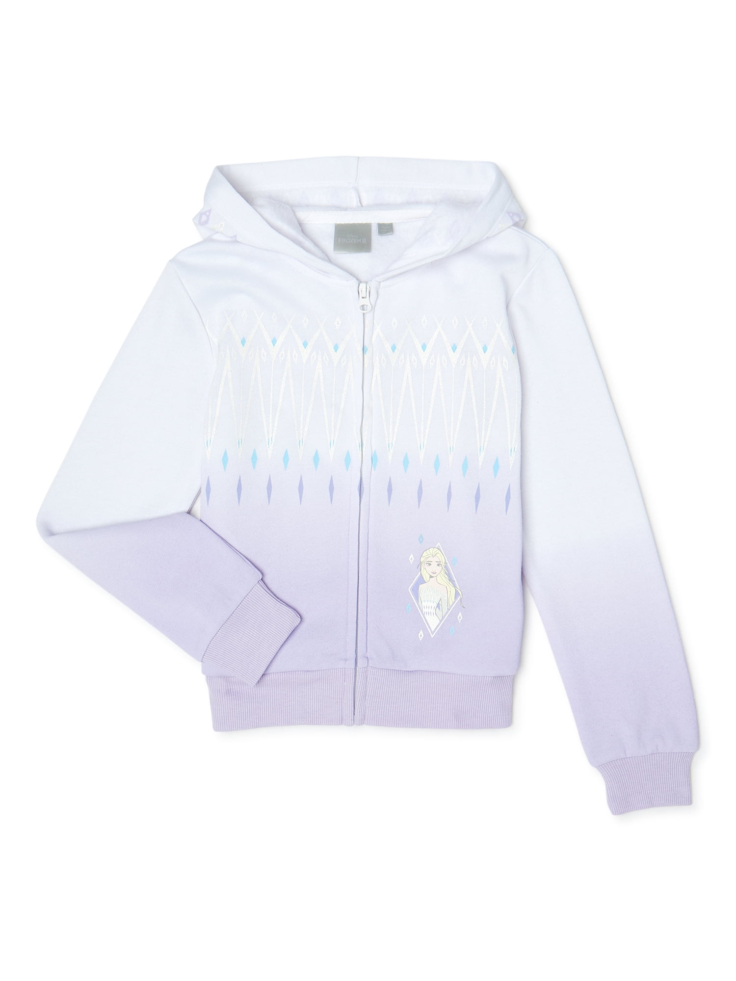 Frozen 2 Girls Elsa Printed Zip Up Hoodie Sizes 4 16